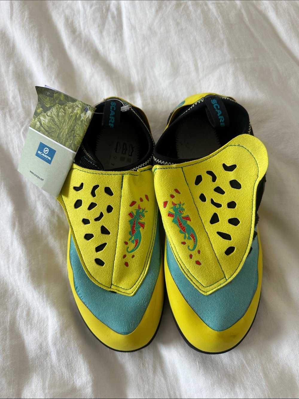 Scarpa Kids Yellow and Teal Lizard Graphic Water Shoes